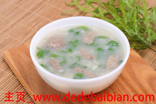青菜猪肝粥